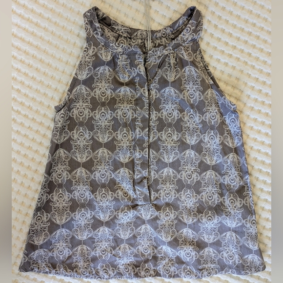 NWT Wheat Danish Design Gray And White Placket Sleeveless Patterned Girls Top 4T - Picture 2 of 6